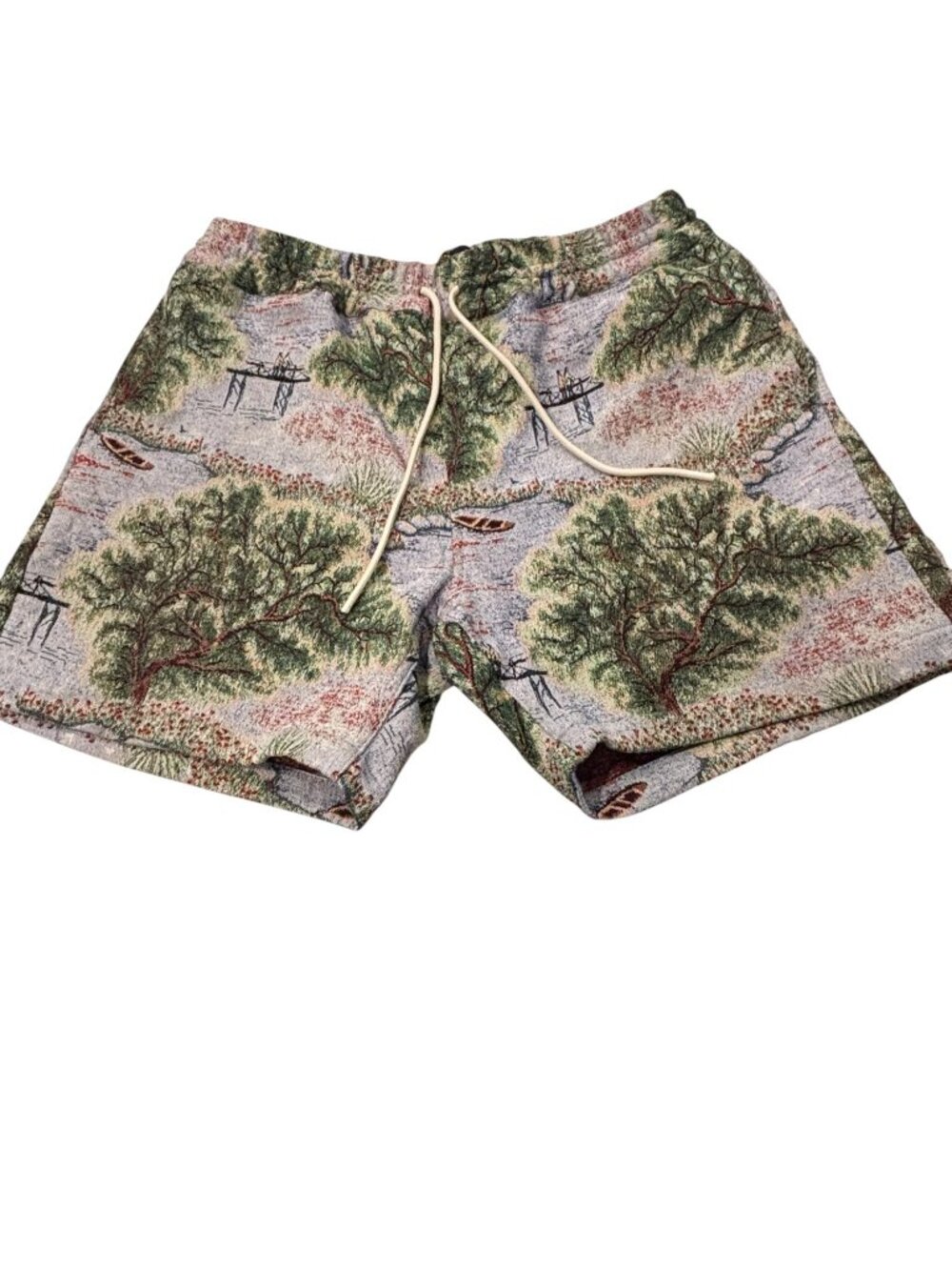 Portuguese Flannel Tapestry Scenic Landscape Shorts Men’s Large Drawstring Cotto - Picture 2 of 7